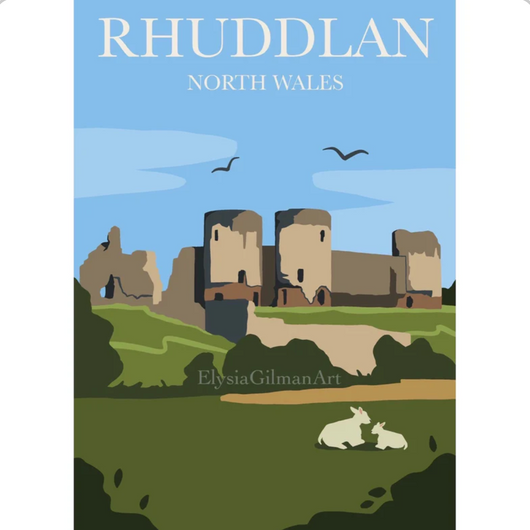 Rhuddlan Castle Art Print by Elysia Gilman – A4 Signed Print from a North Wales Artist