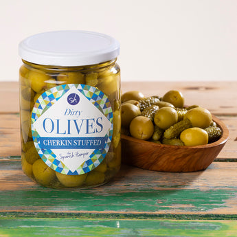 Dirty Olives | Gherkin Stuffed Manzanilla Olives